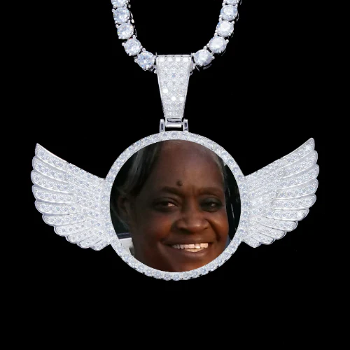 925S & VVS Moissanite 3D Wing Custom Picture Pendant