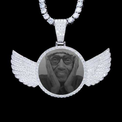 925S & VVS Moissanite 3D Wing Custom Picture Pendant