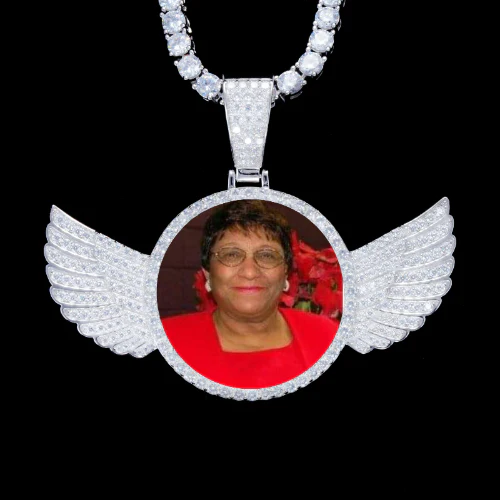 925S & VVS Moissanite 3D Wing Custom Picture Pendant
