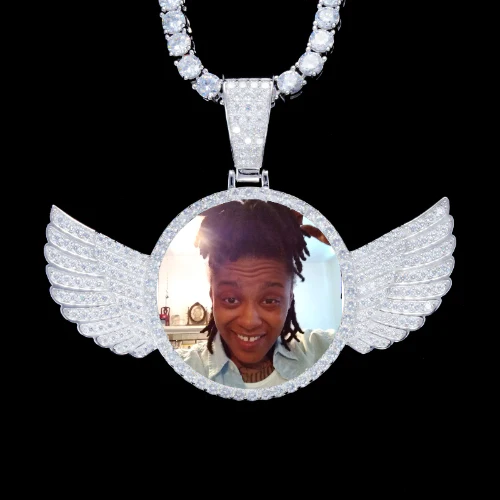 925S & VVS Moissanite 3D Wing Custom Picture Pendant