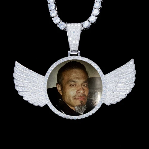 925S & VVS Moissanite 3D Wing Custom Picture Pendant