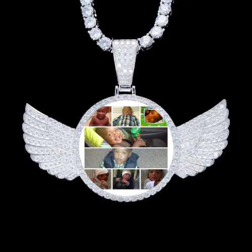 925S & VVS Moissanite 3D Wing Custom Picture Pendant