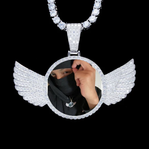 925S & VVS Moissanite 3D Wing Custom Picture Pendant