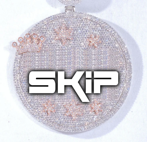 CUSTOM LETTER NECKLACE 3D BIG CROWN DISC