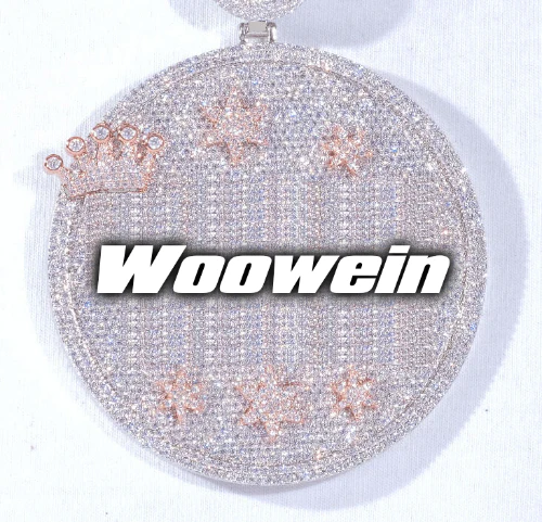 CUSTOM LETTER NECKLACE 3D BIG CROWN DISC