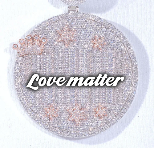 CUSTOM LETTER NECKLACE 3D BIG CROWN DISC