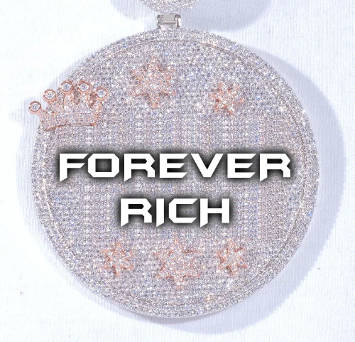 CUSTOM LETTER NECKLACE 3D BIG CROWN DISC