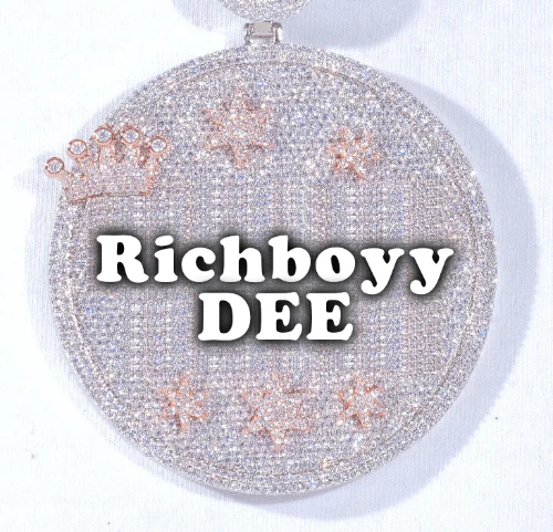 CUSTOM LETTER NECKLACE 3D BIG CROWN DISC