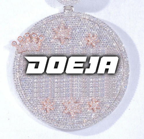 CUSTOM LETTER NECKLACE 3D BIG CROWN DISC