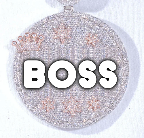 CUSTOM LETTER NECKLACE 3D BIG CROWN DISC