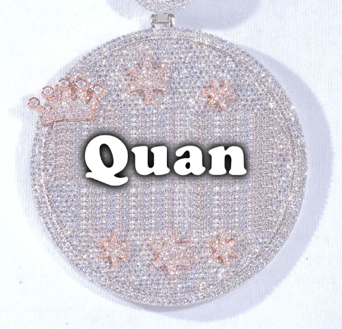 CUSTOM LETTER NECKLACE 3D BIG CROWN DISC