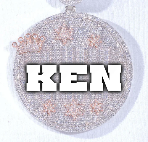 CUSTOM LETTER NECKLACE 3D BIG CROWN DISC