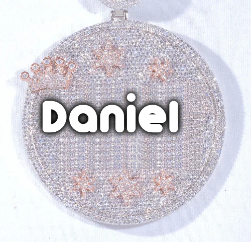 CUSTOM LETTER NECKLACE 3D BIG CROWN DISC