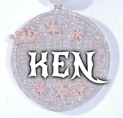 CUSTOM LETTER NECKLACE 3D BIG CROWN DISC