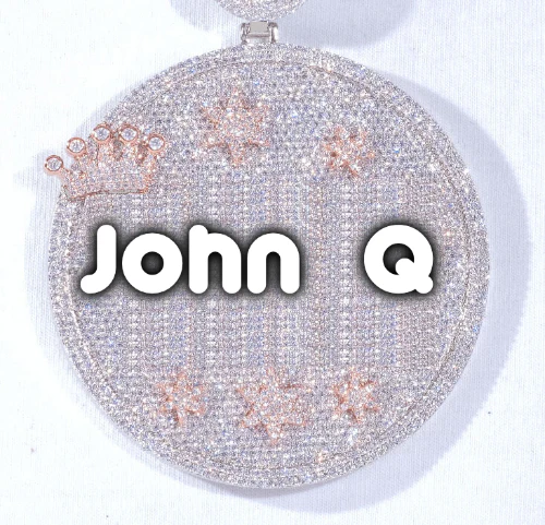CUSTOM LETTER NECKLACE 3D BIG CROWN DISC