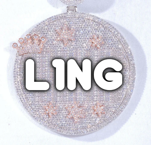 CUSTOM LETTER NECKLACE 3D BIG CROWN DISC