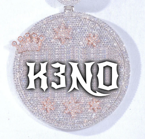 CUSTOM LETTER NECKLACE 3D BIG CROWN DISC