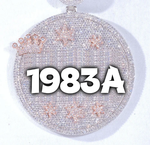 CUSTOM LETTER NECKLACE 3D BIG CROWN DISC
