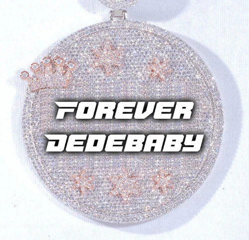 CUSTOM LETTER NECKLACE 3D BIG CROWN DISC