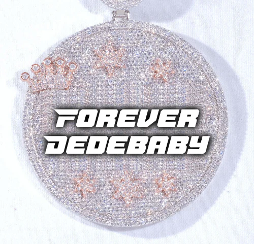 CUSTOM LETTER NECKLACE 3D BIG CROWN DISC