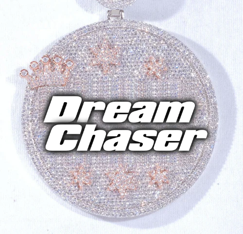 CUSTOM LETTER NECKLACE 3D BIG CROWN DISC