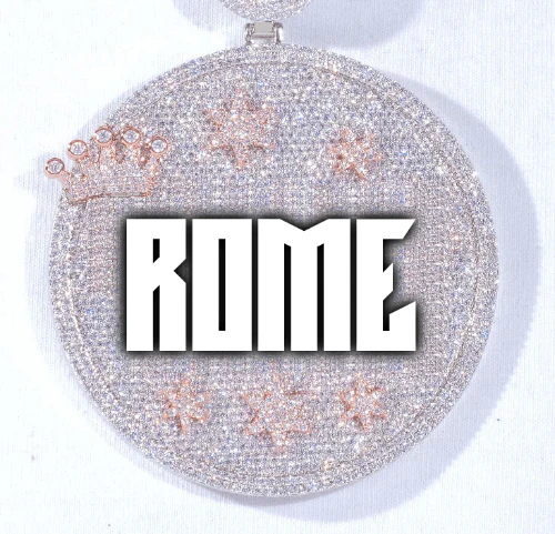 CUSTOM LETTER NECKLACE 3D BIG CROWN DISC