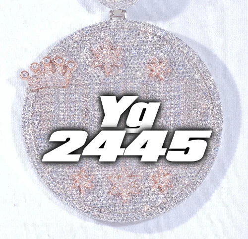 CUSTOM LETTER NECKLACE 3D BIG CROWN DISC