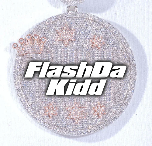CUSTOM LETTER NECKLACE 3D BIG CROWN DISC