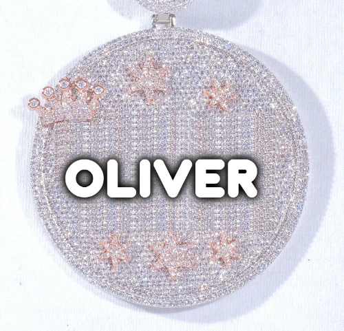 CUSTOM LETTER NECKLACE 3D BIG CROWN DISC
