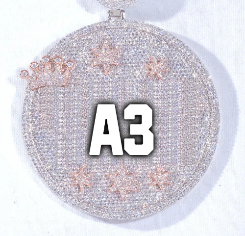 CUSTOM LETTER NECKLACE 3D BIG CROWN DISC