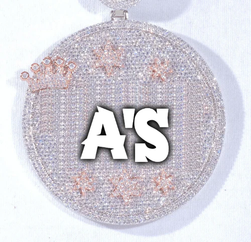CUSTOM LETTER NECKLACE 3D BIG CROWN DISC