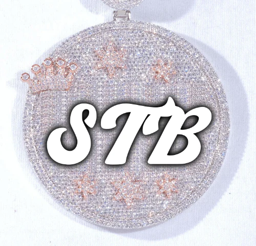 CUSTOM LETTER NECKLACE 3D BIG CROWN DISC