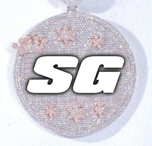 CUSTOM LETTER NECKLACE 3D BIG CROWN DISC