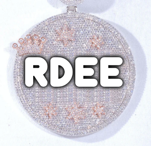 CUSTOM LETTER NECKLACE 3D BIG CROWN DISC