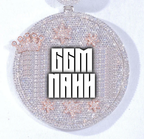 CUSTOM LETTER NECKLACE 3D BIG CROWN DISC