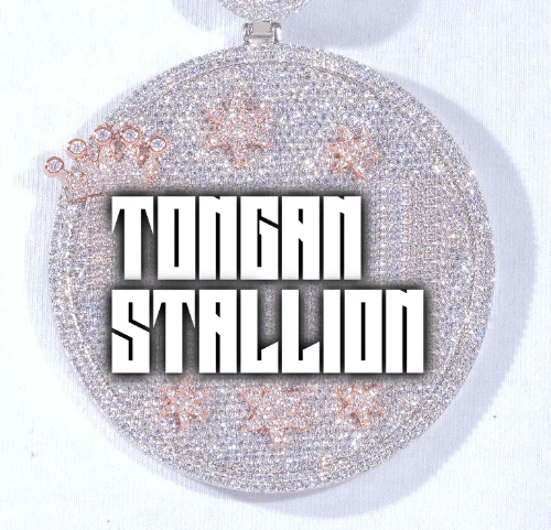 CUSTOM LETTER NECKLACE 3D BIG CROWN DISC
