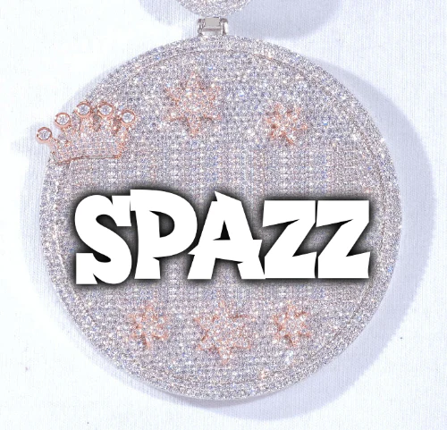 CUSTOM LETTER NECKLACE 3D BIG CROWN DISC