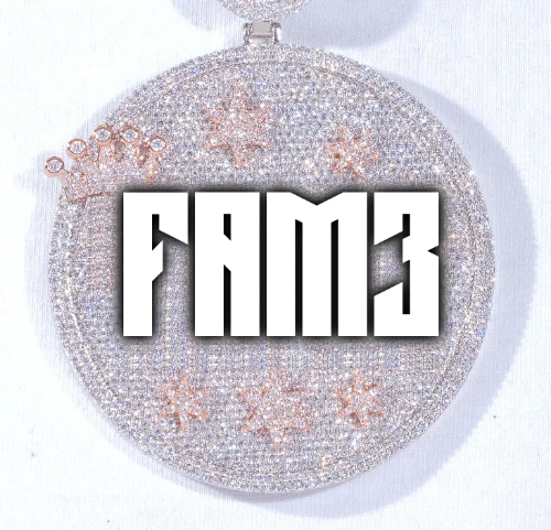 CUSTOM LETTER NECKLACE 3D BIG CROWN DISC