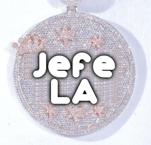 CUSTOM LETTER NECKLACE 3D BIG CROWN DISC