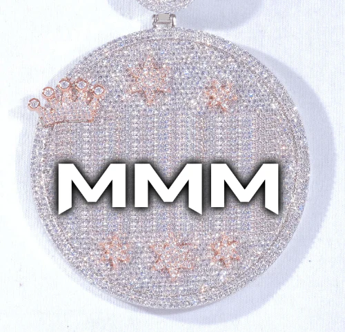 CUSTOM LETTER NECKLACE 3D BIG CROWN DISC