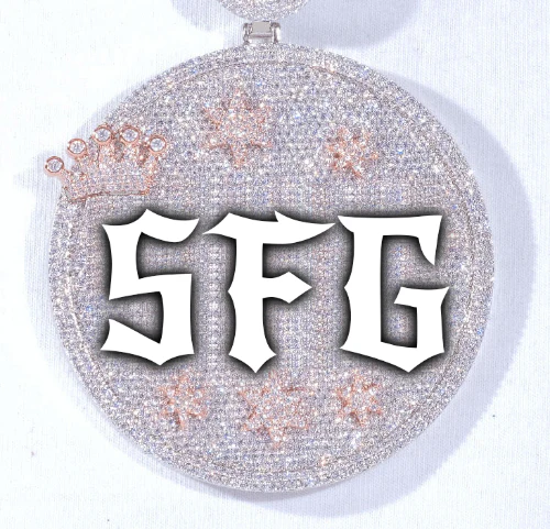 CUSTOM LETTER NECKLACE 3D BIG CROWN DISC