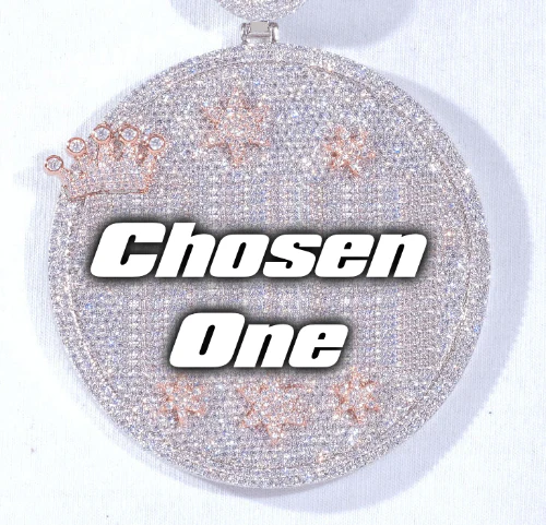 CUSTOM LETTER NECKLACE 3D BIG CROWN DISC