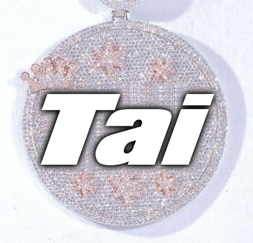 CUSTOM LETTER NECKLACE 3D BIG CROWN DISC