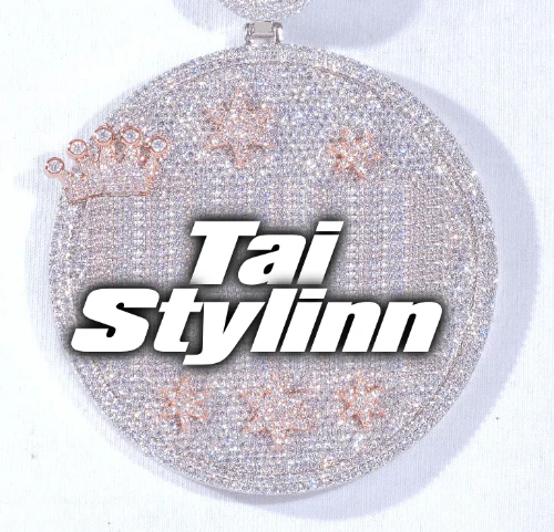 CUSTOM LETTER NECKLACE 3D BIG CROWN DISC