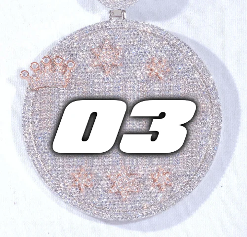 CUSTOM LETTER NECKLACE 3D BIG CROWN DISC