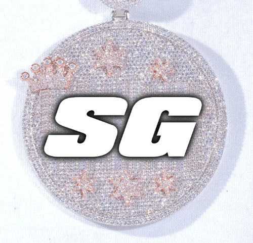 CUSTOM LETTER NECKLACE 3D BIG CROWN DISC