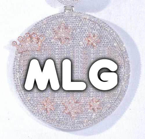 CUSTOM LETTER NECKLACE 3D BIG CROWN DISC