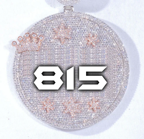 CUSTOM LETTER NECKLACE 3D BIG CROWN DISC