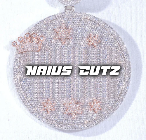CUSTOM LETTER NECKLACE 3D BIG CROWN DISC