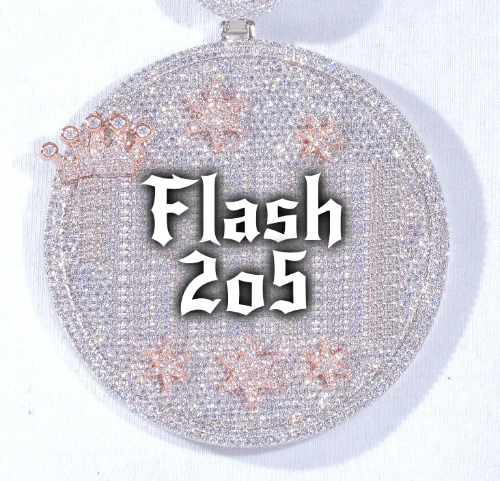 CUSTOM LETTER NECKLACE 3D BIG CROWN DISC